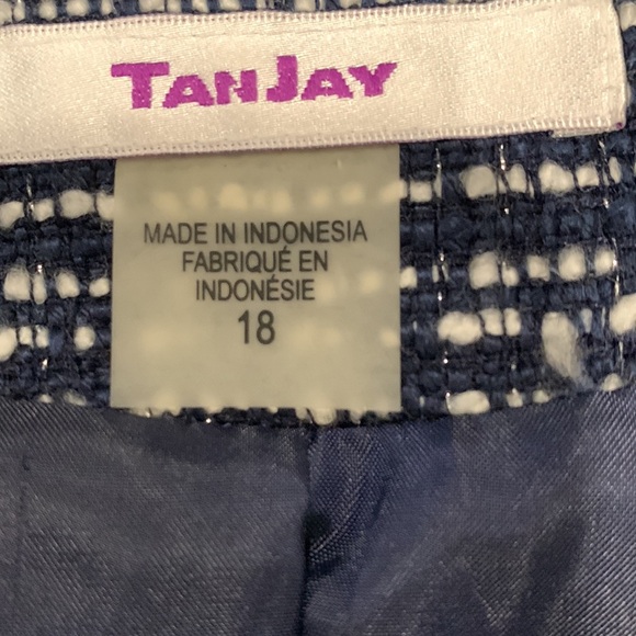 TanJay zip up sweater/jacket  size 18, blue/white with silver specs, 2 pockets - Picture 6 of 14